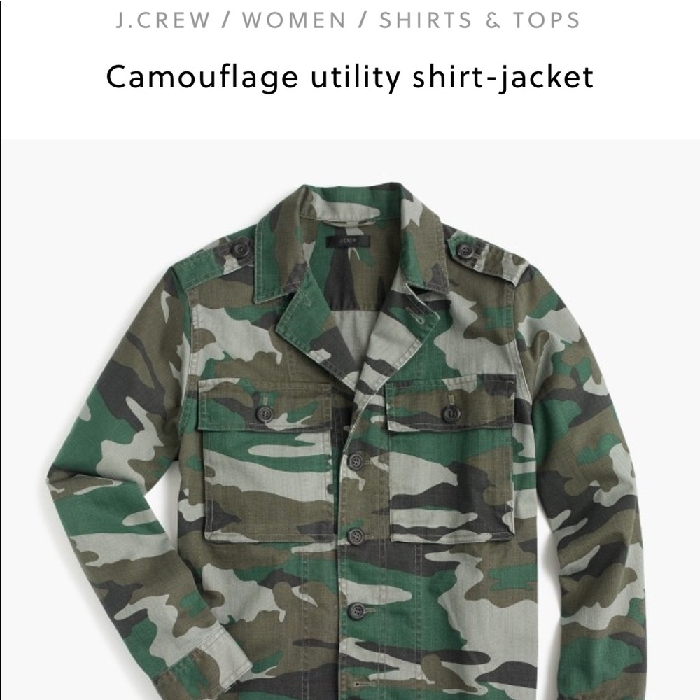 NWT J. Crew Camouflage Utility Shirt Jacket Large - Picture 5 of 8